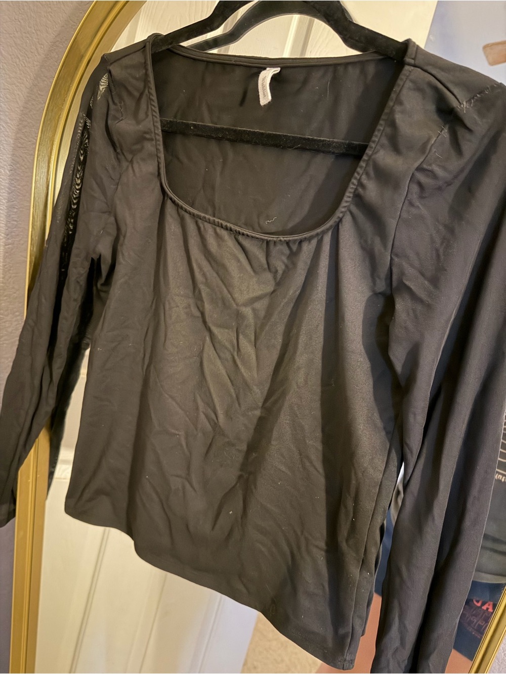 Wishlist Black Long Sleeve Scoop Neck longsleeve Blouse